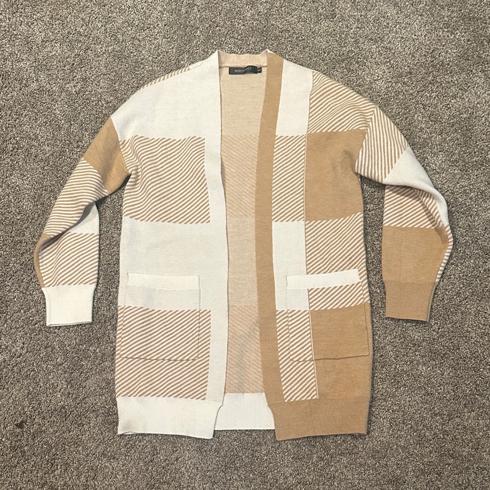 Stylish Tan and Cream Women's Cardigan